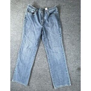 Talbots Jeans Womens Size 10 Blue Stretch Green Embroidered Pockets Light Wash